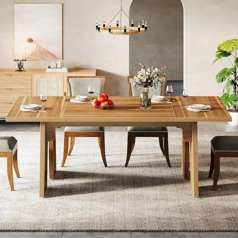 71 Large Dining Table for 6 People, Farmhouse Rectangular Dinner Table