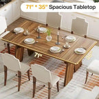 71 Large Dining Table for 6 People, Farmhouse Rectangular Dinner Table