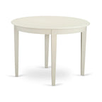 East West Furniture 5 Piece Dinette Set for 4 Includes a Round Dining Room Table and 4 Kitchen Dining Chairs, Linen White