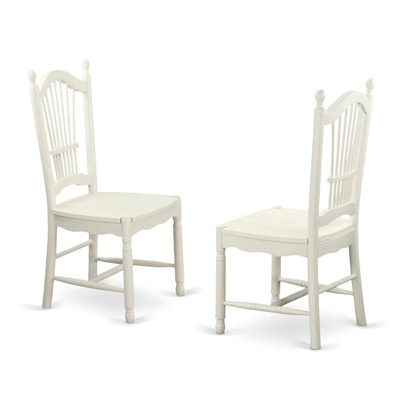 East West Furniture 5 Piece Dinette Set for 4 Includes a Round Dining Room Table and 4 Kitchen Dining Chairs, Linen White