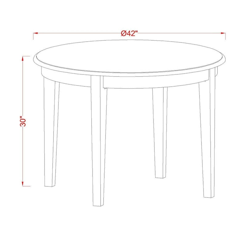 East West Furniture 5 Piece Dinette Set for 4 Includes a Round Dining Room Table and 4 Kitchen Dining Chairs, Linen White