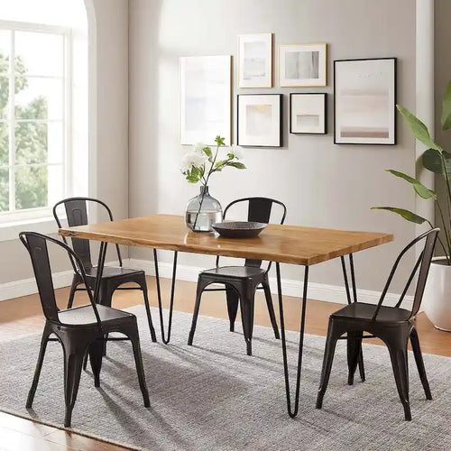 Ardor 60 Live Edge Acacia Wood Dining Table - Black Natural