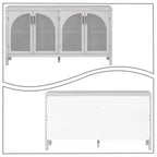 Modern Farmhouse Style Sideboard with Four Artificial Rattan Decorated Doors