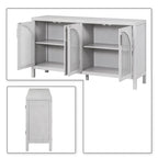Modern Farmhouse Style Sideboard with Four Artificial Rattan Decorated Doors
