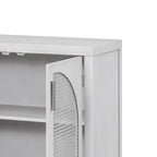 Modern Farmhouse Style Sideboard with Four Artificial Rattan Decorated Doors