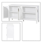 Modern Farmhouse Style Sideboard with Four Artificial Rattan Decorated Doors