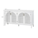 Modern Farmhouse Style Sideboard with Four Artificial Rattan Decorated Doors