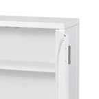 Modern Farmhouse Style Sideboard with Four Artificial Rattan Decorated Doors