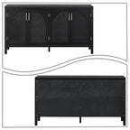 Modern Farmhouse Style Sideboard with Four Artificial Rattan Decorated Doors