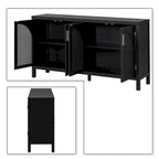 Modern Farmhouse Style Sideboard with Four Artificial Rattan Decorated Doors
