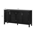 Modern Farmhouse Style Sideboard with Four Artificial Rattan Decorated Doors
