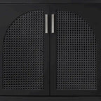 Modern Farmhouse Style Sideboard with Four Artificial Rattan Decorated Doors