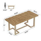 62.2-inch Rectangular Dining Table with Solid Wood Legs for Kitchen
