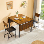 Vintage Industrial Folding Dining Table, Drop Leaf Extendable Rectangular Wood Table for Kitchen, Living Room, Dining Room