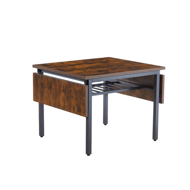 Vintage Industrial Folding Dining Table, Drop Leaf Extendable Rectangular Wood Table for Kitchen, Living Room, Dining Room