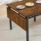 Vintage Industrial Folding Dining Table, Drop Leaf Extendable Rectangular Wood Table for Kitchen, Living Room, Dining Room