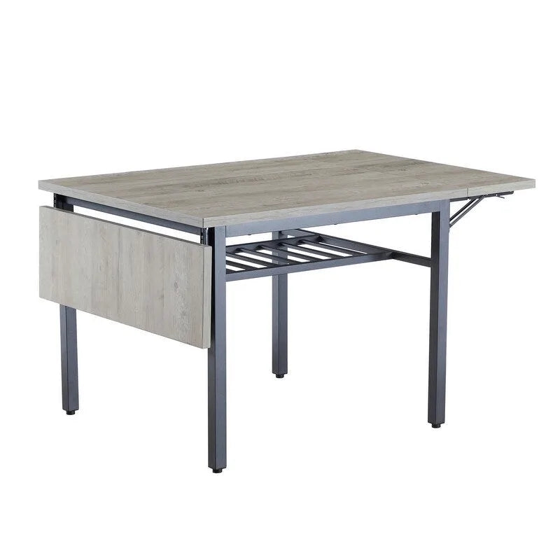 Vintage Industrial Folding Dining Table, Drop Leaf Extendable Rectangular Wood Table for Kitchen, Living Room, Dining Room