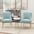 SEYNAR Velvet Upholstered Dining Chair Set of 2, Modern Glam Armless Side Chair
