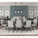 9 PCS Dining Set w/ Extension Leaf Table and 8 Upholstered Chairs