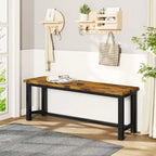 Grondin Industrail Style Dining Bench 2 Pieces Set, Wooden & Steel Dining Benches Set of 2, Durable and Stable Entryway Benches