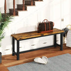 Grondin Industrail Style Dining Bench 2 Pieces Set, Wooden & Steel Dining Benches Set of 2, Durable and Stable Entryway Benches
