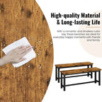 Grondin Industrail Style Dining Bench 2 Pieces Set, Wooden & Steel Dining Benches Set of 2, Durable and Stable Entryway Benches
