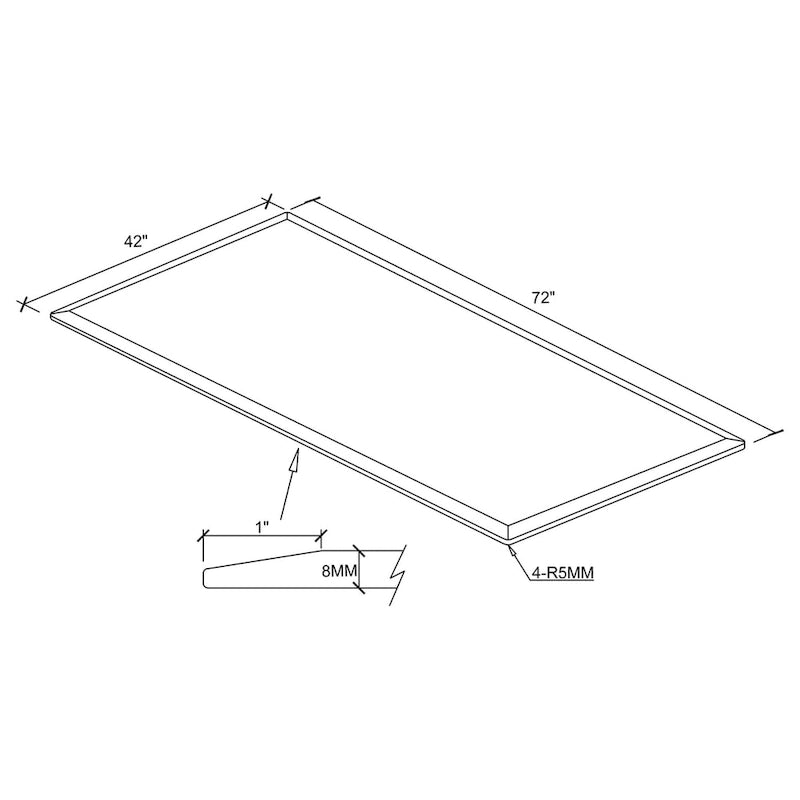 Rectangular Casual Clear Tempered Glass Top
