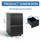 2 Drawer Metal Mobile File Cabinet,Rolling File Cabinet with Lock for Hanging Legal/Letter/A4 Size,Fully Assembled Except Wheels