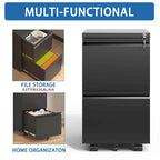 2 Drawer Metal Mobile File Cabinet,Rolling File Cabinet with Lock for Hanging Legal/Letter/A4 Size,Fully Assembled Except Wheels