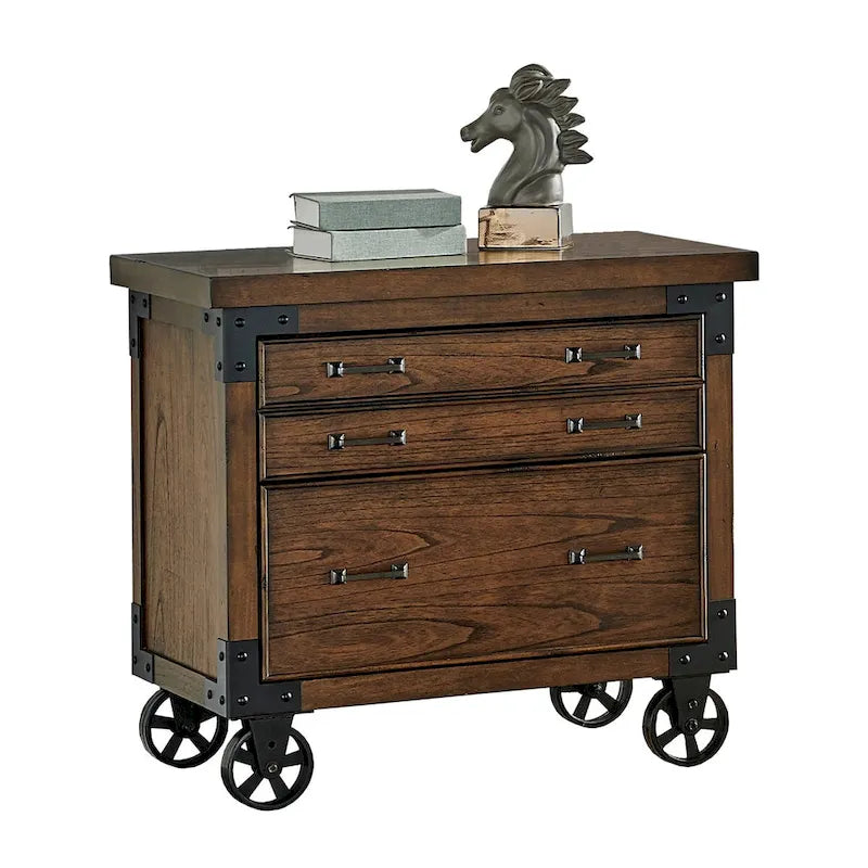 Addison Rustic Lateral File With Legal/Letter File Drawer, Office Storage, Brown