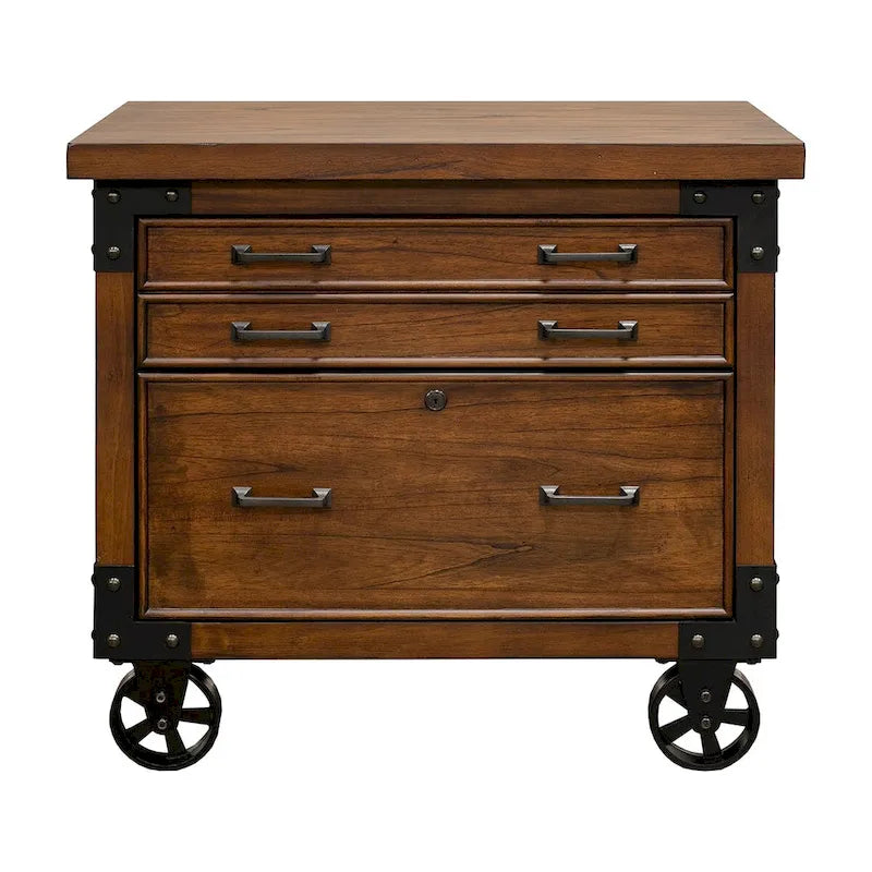 Addison Rustic Lateral File With Legal/Letter File Drawer, Office Storage, Brown
