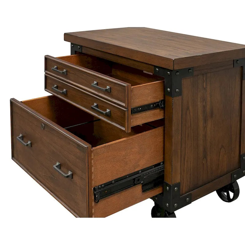 Addison Rustic Lateral File With Legal/Letter File Drawer, Office Storage, Brown