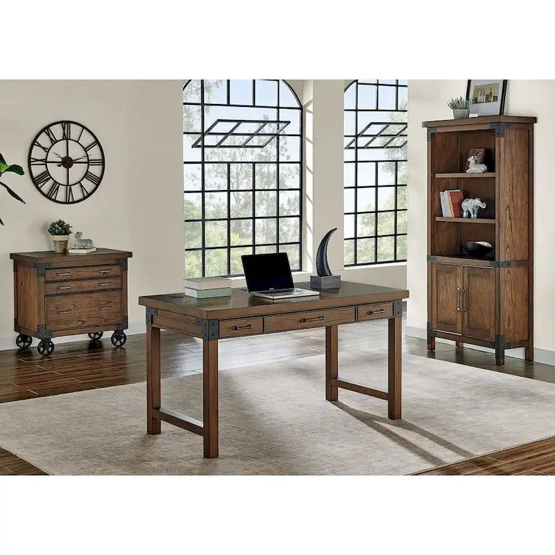 Addison Rustic Lateral File With Legal/Letter File Drawer, Office Storage, Brown