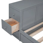 Twin Size Daybed with Trundle, Storage Arms, Charging Station, Wood Frame Sofa Bed, for Living Room Bedroom Guest Room