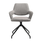 Samy 23 Inch Swivel Dining Chair Set of 2, Curved Back, Padded, Gray, Black