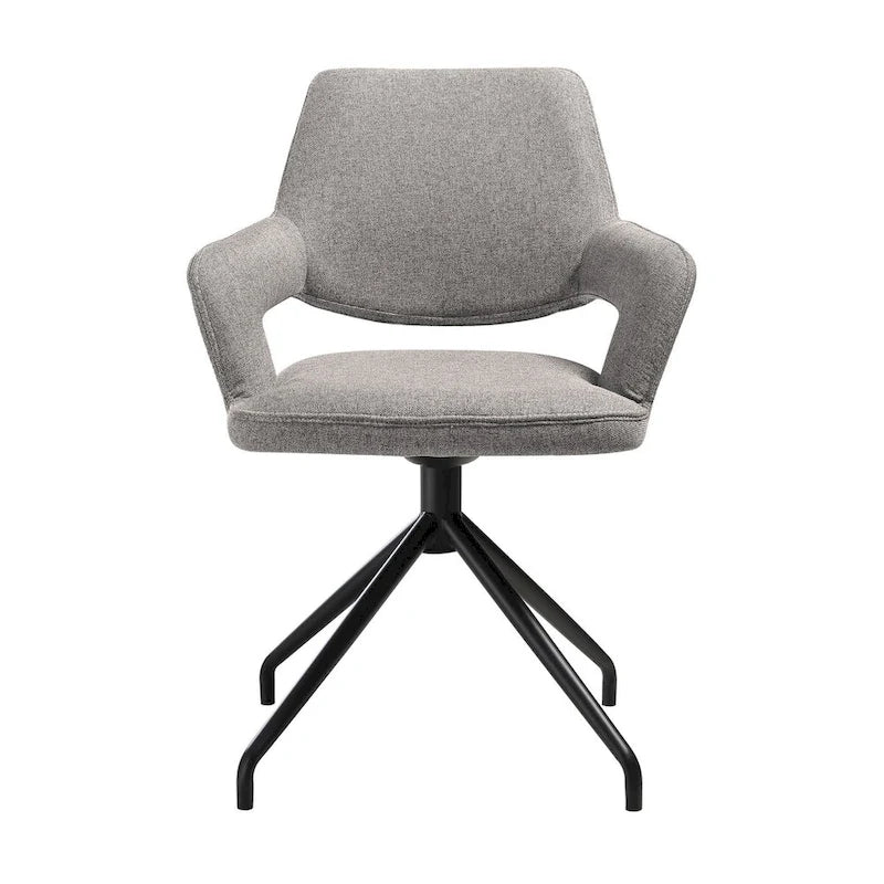 Samy 23 Inch Swivel Dining Chair Set of 2, Curved Back, Padded, Gray, Black