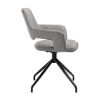 Samy 23 Inch Swivel Dining Chair Set of 2, Curved Back, Padded, Gray, Black
