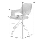 Samy 23 Inch Swivel Dining Chair Set of 2, Curved Back, Padded, Gray, Black