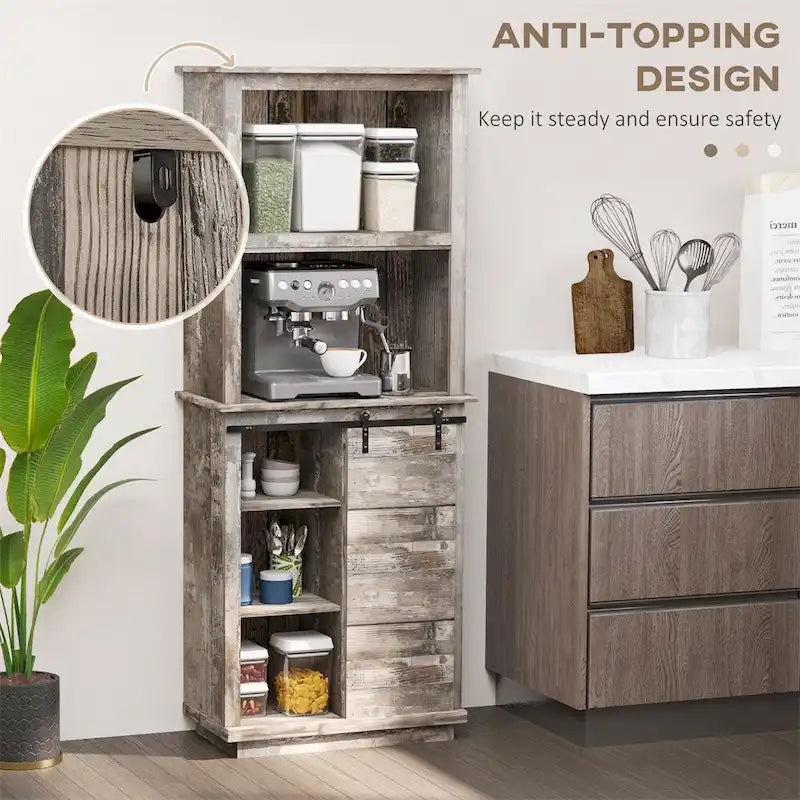 Freestanding Rustic Kitchen Buffet with Hutch,Pantry Storage Cabinet