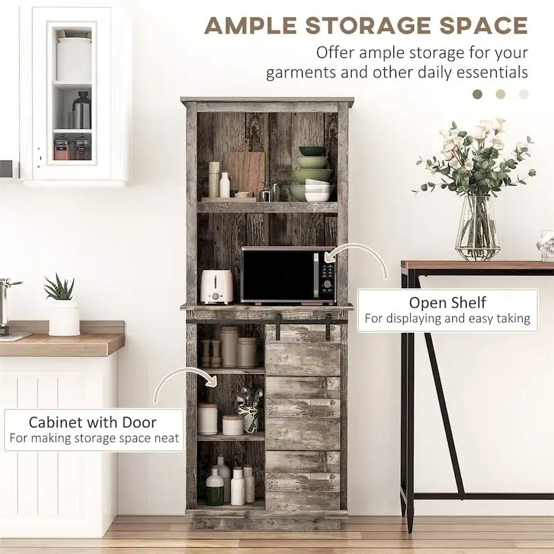 Freestanding Rustic Kitchen Buffet with Hutch,Pantry Storage Cabinet