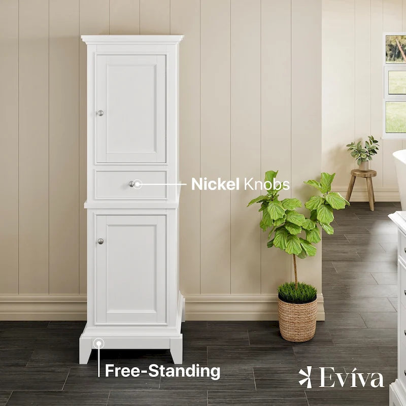 Eviva Elite Stamford 24 White Freestanding Linen Cabinet