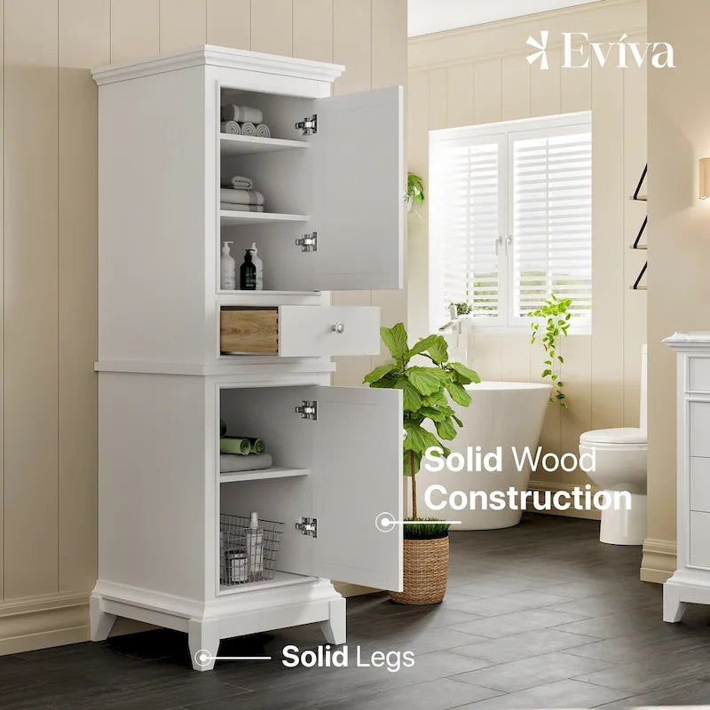 Eviva Elite Stamford 24 White Freestanding Linen Cabinet