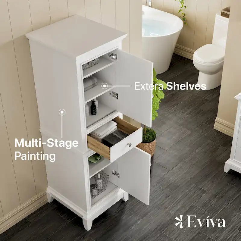Eviva Elite Stamford 24 White Freestanding Linen Cabinet