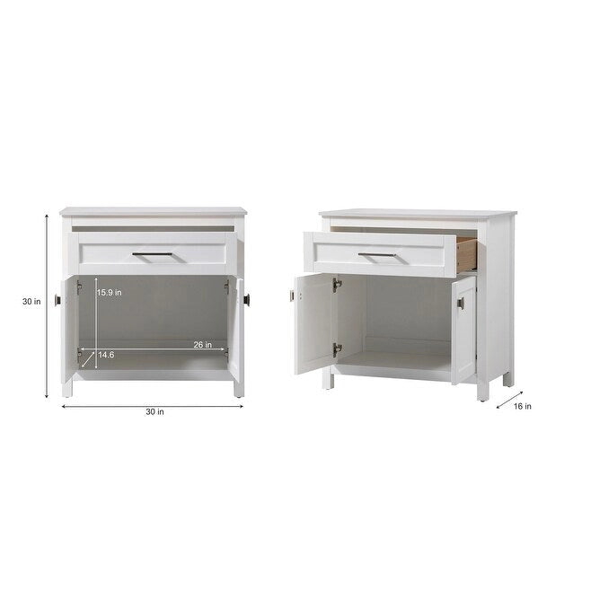 Indigo Home 30 Inch Bathroom Storage Freestanding Cabinet - 30 x 16