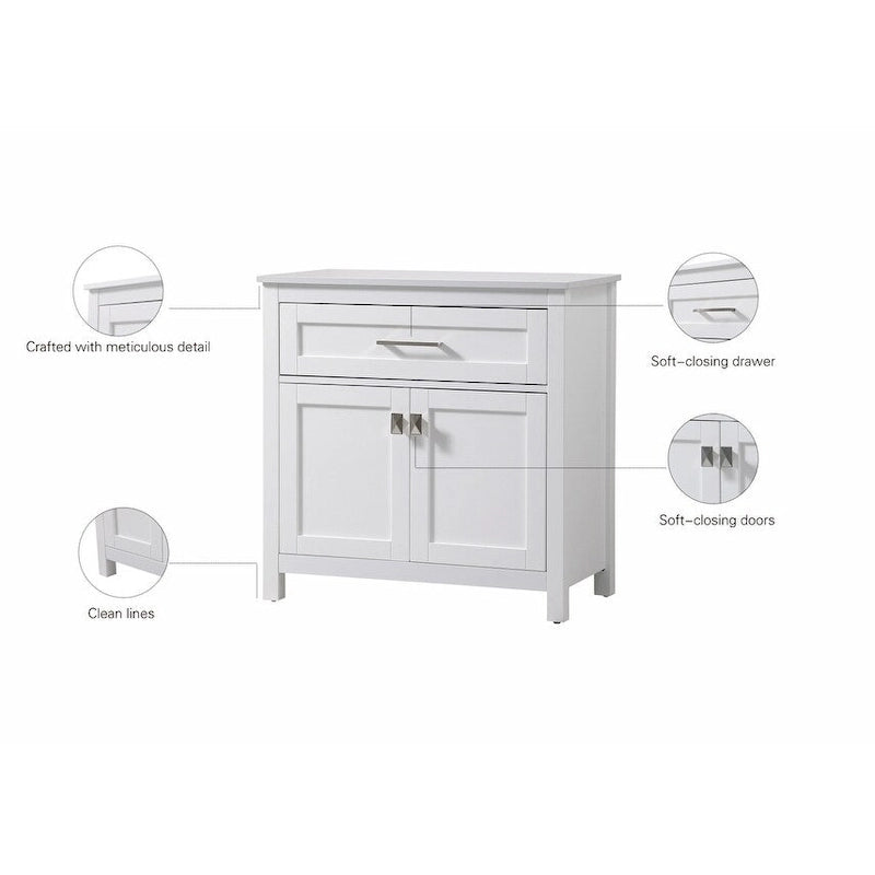 Indigo Home 30 Inch Bathroom Storage Freestanding Cabinet - 30 x 16