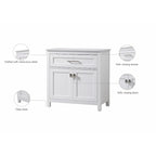 Indigo Home 30 Inch Bathroom Storage Freestanding Cabinet - 30 x 16