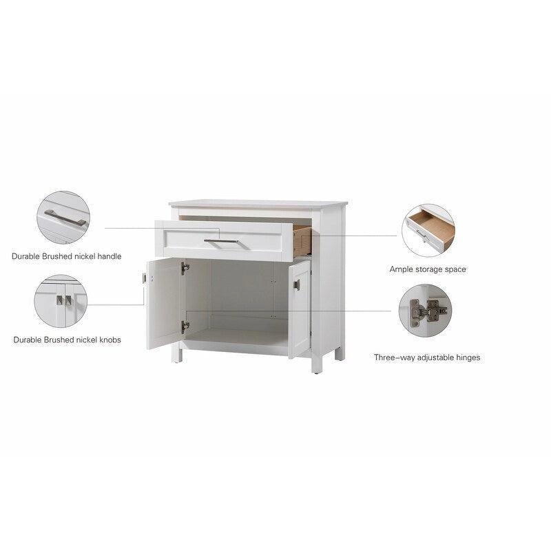 Indigo Home 30 Inch Bathroom Storage Freestanding Cabinet - 30 x 16