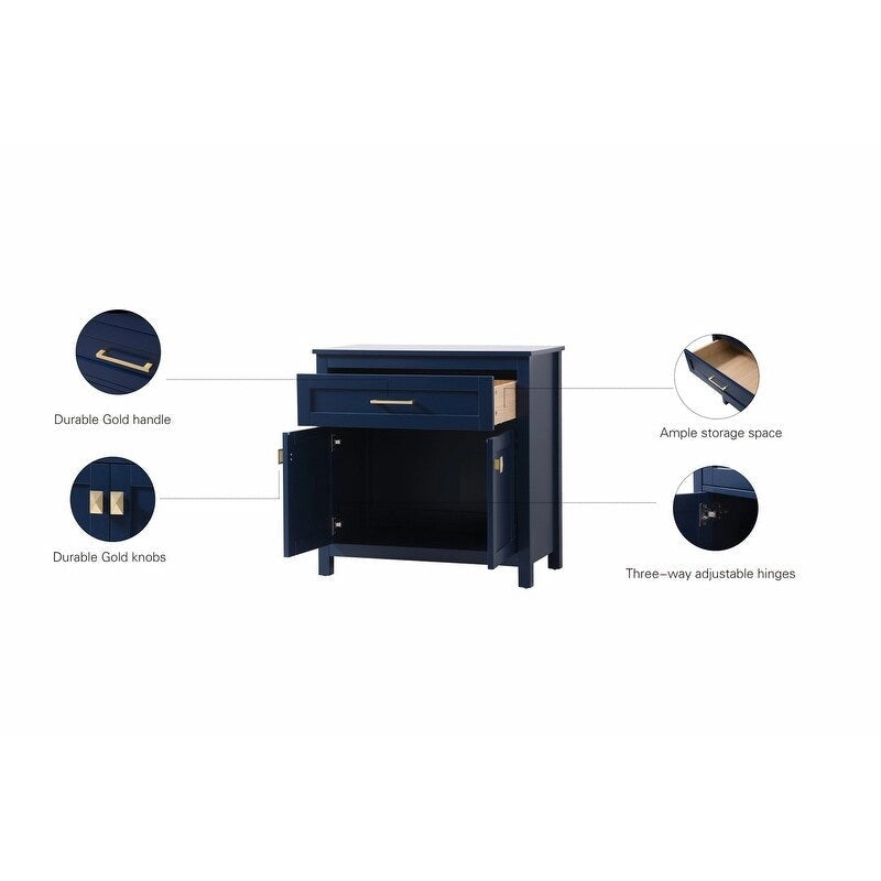 Indigo Home 30 Inch Bathroom Storage Freestanding Cabinet - 30 x 16