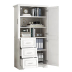 Tall and Wide Storage Cabinet with Doors for Bathroom, Three Drawers