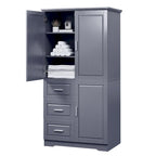 Tall and Wide Storage Cabinet with Doors for Bathroom, Three Drawers